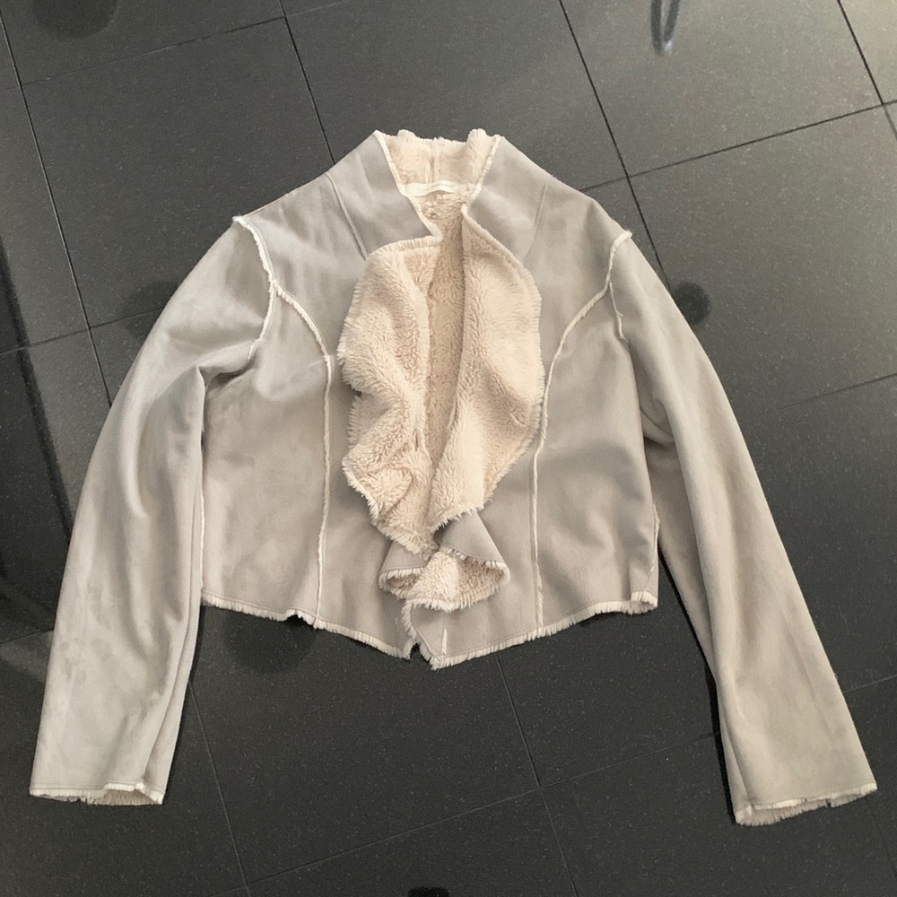 Women’s Cream Faux-Shearling Open Front Jacket